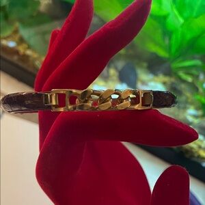 Vintage Snakeskin Hinged Bracelet - Florence Italy 24 KT Plated